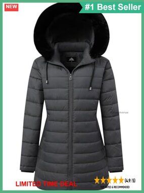 Womens Waterproof Hooded Down Jacket Long Winter Coat